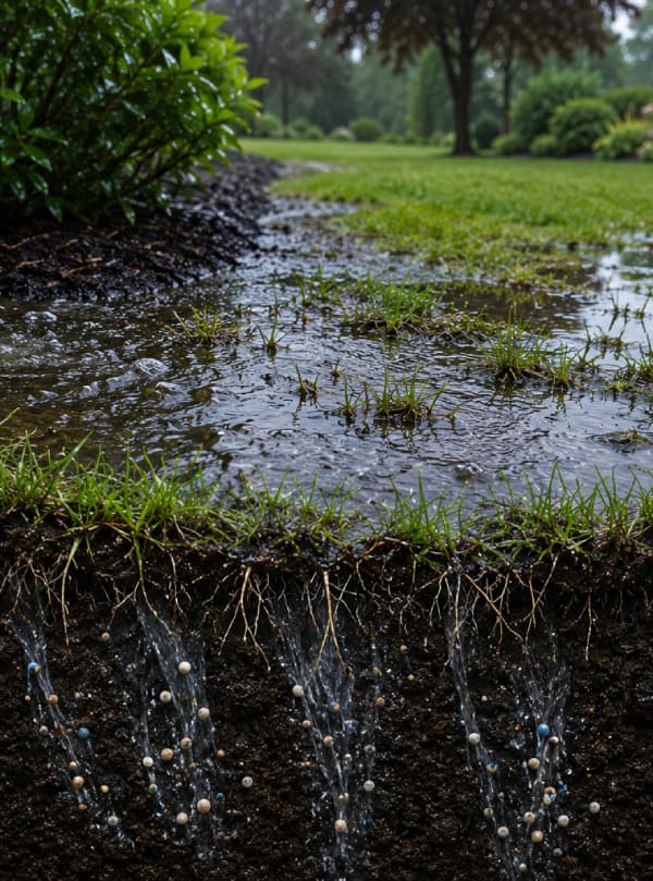 Shallow grass roots caused by a wet summer in Westchester NY Shallow grass roots caused by a wet summer in Westchester NY